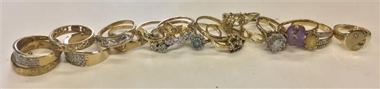 9ct gold gem set rings 39g gross